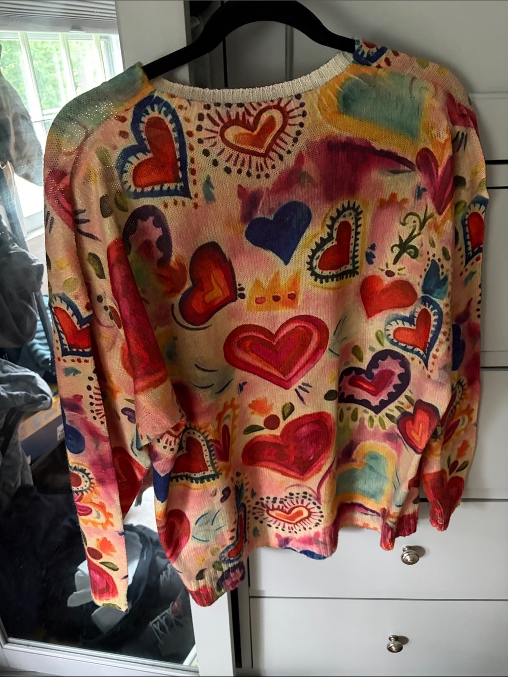 Colorful Heart Print Women’s Sweater - Multicolor